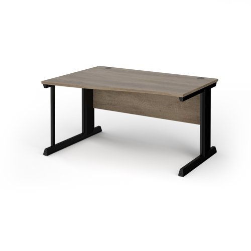 Vivo Wave Desk Left Hand 1400x800-990x725mm Black Frame/Grey Nebraska Oak Top VWL14-K-NO