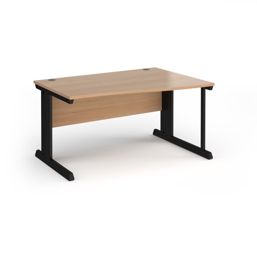 Vivo Wave Desk Right Hand 1400x800-990x725mm Black Frame/Beech Top VWR14-K-B