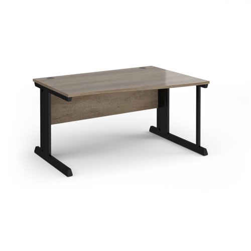 Vivo Wave Desk Right Hand 1400x800-990x725mm Black Frame/Grey Nebraska Oak Top VWR14-K-NO