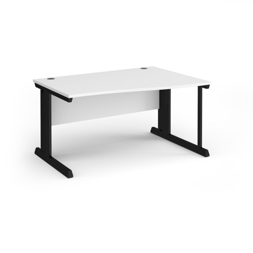 Vivo Wave Desk Right Hand 1400x800-990x725mm Black Frame/White Top VWR14-K-WH