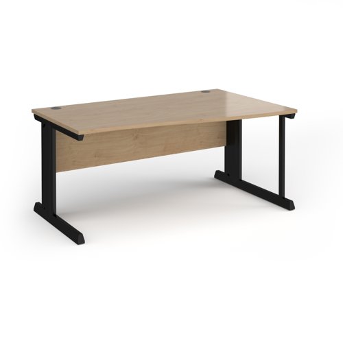 Vivo Wave Desk Right Hand 1600x800-990x725mm Black Frame/Kendal Oak Top VWR16-K-KO