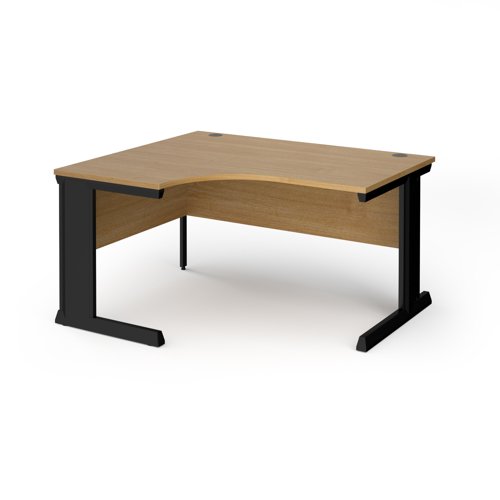 Vivo Ergonomic Desk Left Hand 1400x800-1200x725mm Black Frame/Oak Top VEL14-K-O