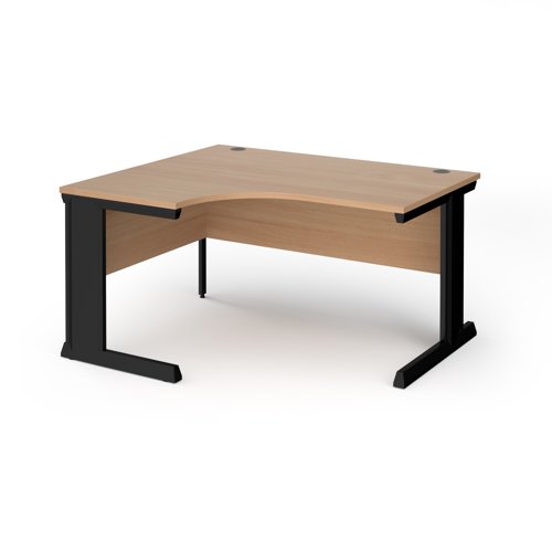 Vivo Ergonomic Desk Left Hand 1400x800-1200x725mm Black Frame/Beech Top VEL14-K-B