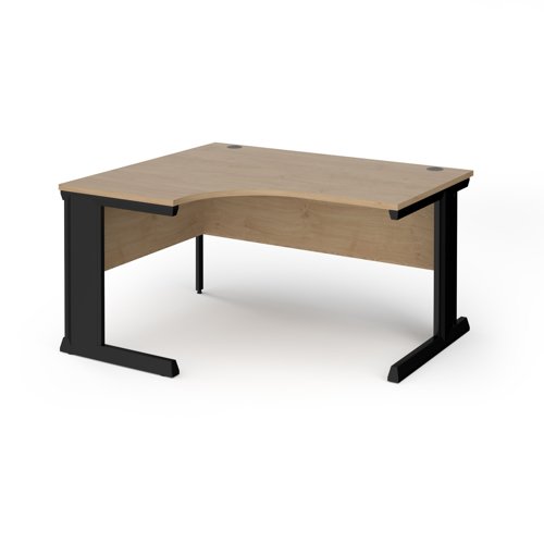 Vivo Ergonomic Desk Left Hand 1400x800-1200x725mm Black Frame/Kendal Oak Top VEL14-K-KO