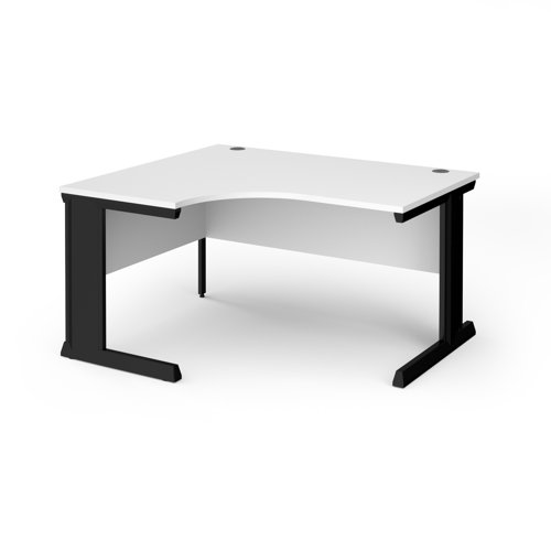 Vivo Ergonomic Desk Left Hand 1400x800-1200x725mm Black Frame/White Top VEL14-K-WH