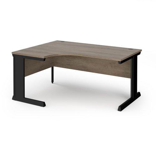 Vivo Ergonomic Desk Left Hand 1600x800-1200x725mm Black Frame/Grey Nebraska Oak Top VEL16-K-NO