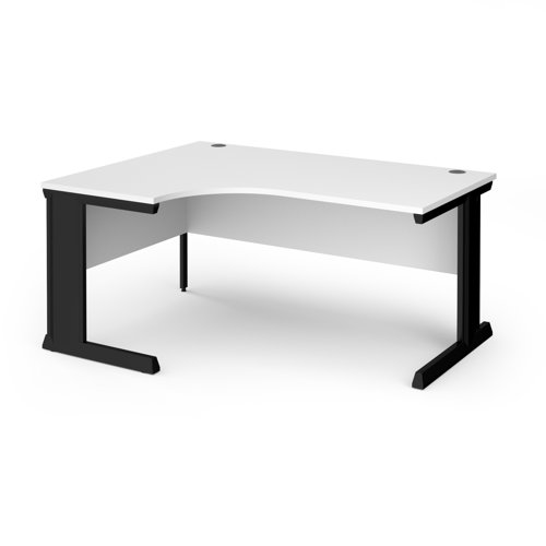 Vivo Ergonomic Desk Left Hand 1600x800-1200x725mm Black Frame/White Top VEL16-K-WH