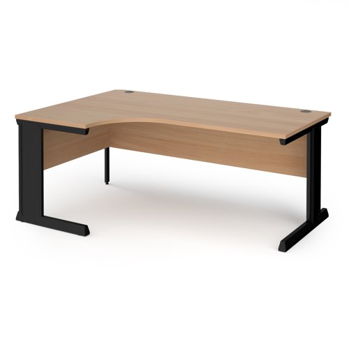 Vivo Ergonomic Desk Left Hand 1800x800-1200x725mm Black Frame/Beech Top VEL18-K-B