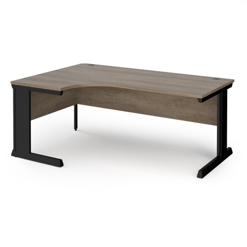 Vivo Ergonomic Desk Left Hand 1800x800-1200x725mm Black Frame/Grey Nebraska Oak Top VEL18-K-NO