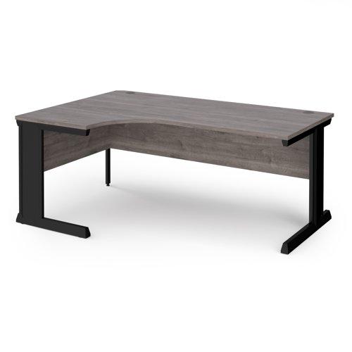 Vivo Ergonomic Desk Left Hand 1800x800-1200x725mm Black Frame/Grey Oak Top VEL18-K-GO