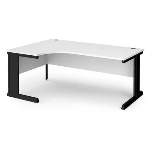 Vivo Ergonomic Desk Left Hand 1800x800-1200x725mm Black Frame/White Top VEL18-K-WH