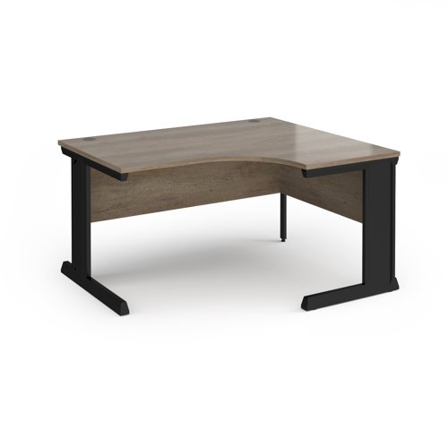 Vivo Ergonomic Desk Right Hand 1400x800-1200x725mm Black Frame/Grey Nebraska Oak Top VER14-K-NO