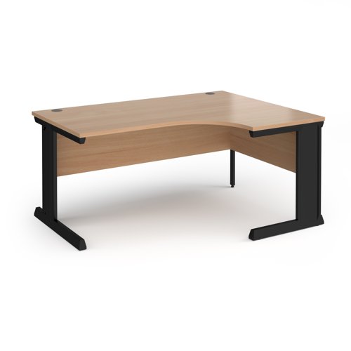 Vivo Ergonomic Desk Right Hand 1600x800-1200x725mm Black Frame/Beech Top VER16-K-B
