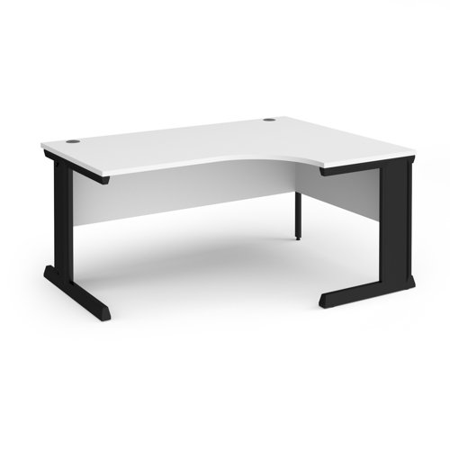 Vivo Ergonomic Desk Right Hand 1600x800-1200x725mm Black Frame/White Top VER16-K-WH