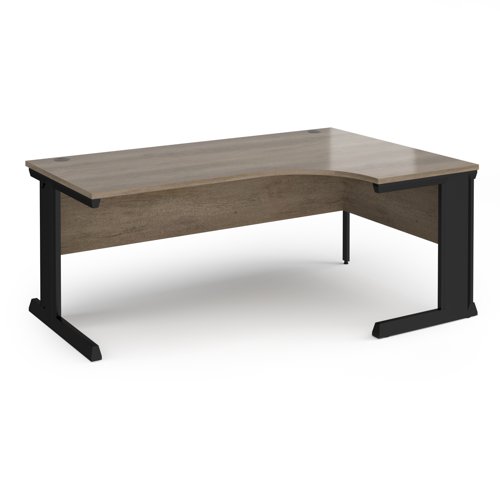 Vivo Ergonomic Desk Right Hand 1800x800-1200x725mm Black Frame/Grey Nebraska Oak Top VER18-K-NO