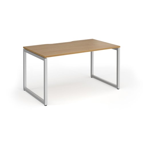 Connex+ Single Desk 1400x800mm Silver O-Frame/Oak Top HCO148-S-O