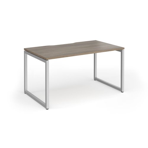 Connex+ Single Desk 1400x800mm Silver O-Frame/Grey Nebraska Oak Top HCO148-S-NO