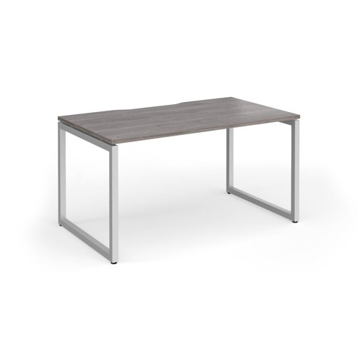 Connex+ Single Desk 1400x800mm Silver O-Frame/Grey Oak Top HCO148-S-GO