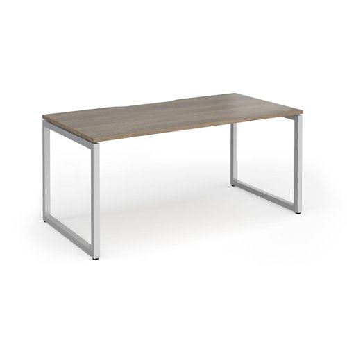 Connex+ Single Desk 1600x800mm Silver O-Frame/Grey Nebraska Oak Top HCO168-S-NO