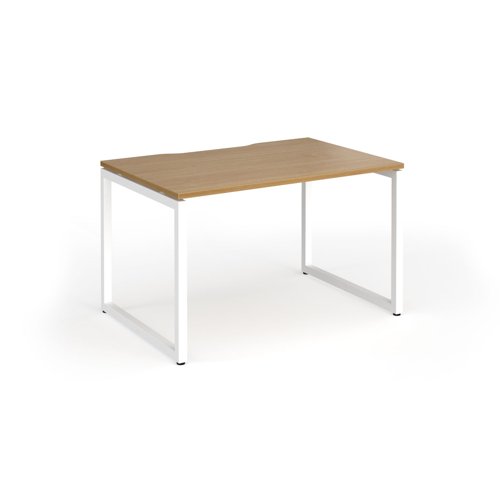 Connex+ Single Desk 1200x800mm White O-Frame/Oak Top HCO128-WH-O