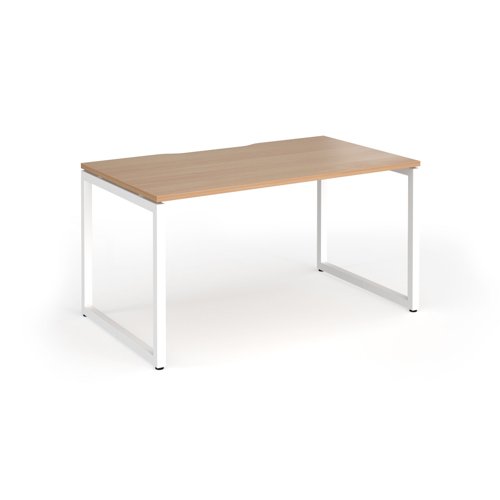 Connex+ Single Desk 1400x800mm White O-Frame/Beech Top HCO148-WH-B