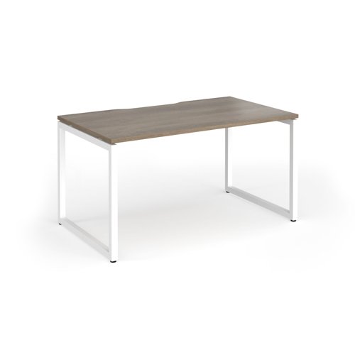 Connex+ Single Desk 1400x800mm White O-Frame/Grey Nebraska Oak Top HCO148-WH-NO