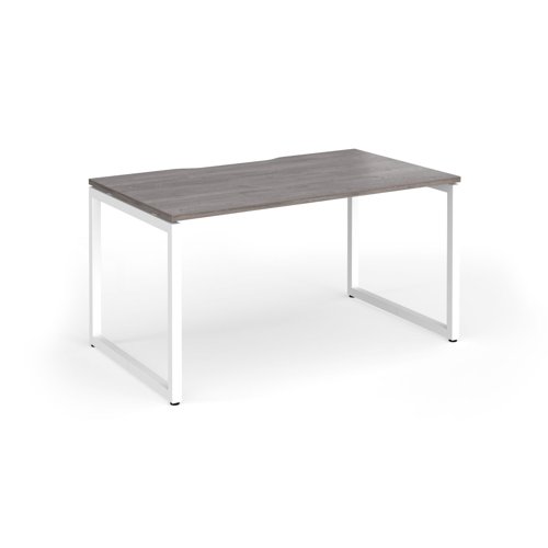 Connex+ Single Desk 1400x800mm White O-Frame/Grey Oak Top HCO148-WH-GO