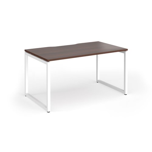 Connex+ Single Desk 1400x800mm White O-Frame/Walnut Top HCO148-WH-W