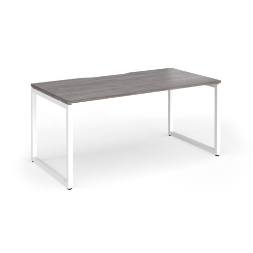 Connex+ Single Desk 1600x800mm White O-Frame/Grey Oak Top HCO168-WH-GO