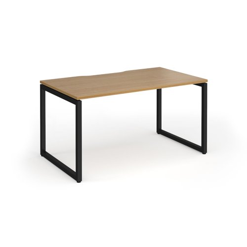 Connex+ Single Desk 1400x800mm Black O-Frame/Oak Top HCO148-K-O
