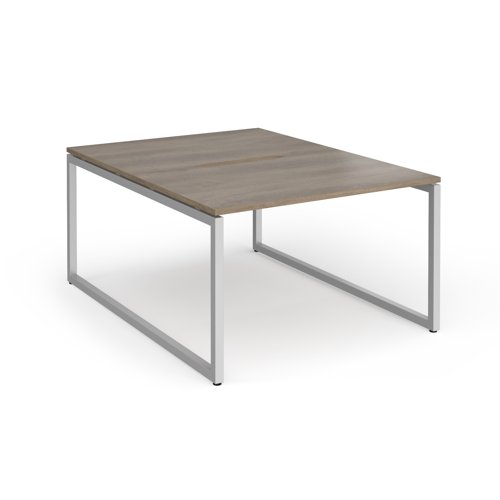 Connex+ Back-to-Back Desk 1200x1600mm Silver O-Frame/Grey Nebraska Oak Top HCO1216-S-NO