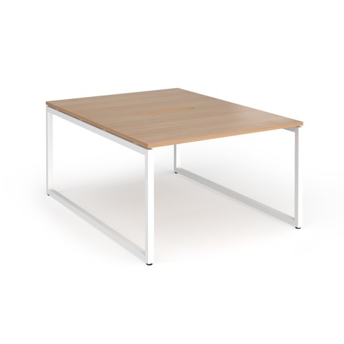 Connex+ Back-to-Back Desk 1200x1600mm White O-Frame/Beech Top HCO1216-WH-B