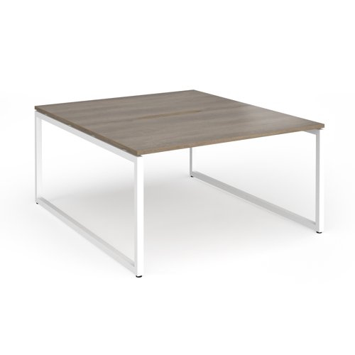 Connex+ Back-to-Back Desk 1400x1600mm White O-Frame/Grey Nebraska Oak Top HCO1416-WH-NO