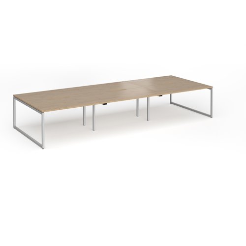 Connex+ Triple Back-to-Back Desk 4200x1600mm Silver O-Frame/Kendal Oak Top HCO4216-S-KO