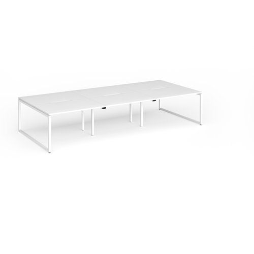 Connex+ Triple Back-to-Back Desk 3600x1600mm White O-Frame/White Top HCO3616-WH-WH