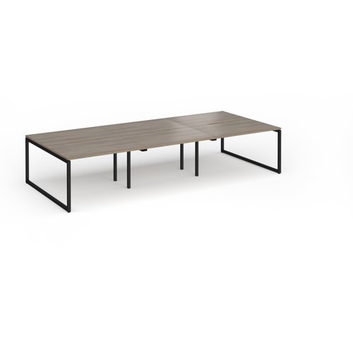 Connex+ Triple Back-to-Back Desk 3600x1600mm Black O-Frame/Grey Nebraska Oak Top HCO3616-K-NO