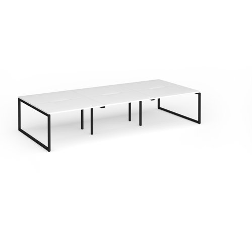 Connex+ Triple Back-to-Back Desk 3600x1600mm Black O-Frame/White Top HCO3616-K-WH