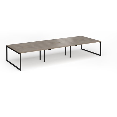 Connex+ Triple Back-to-Back Desk 4200x1600mm Black O-Frame/Grey Nebraska Oak Top HCO4216-K-NO