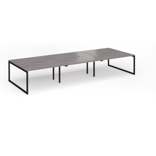 Connex+ Triple Back-to-Back Desk 4200x1600mm Black O-Frame/Grey Oak Top HCO4216-K-GO