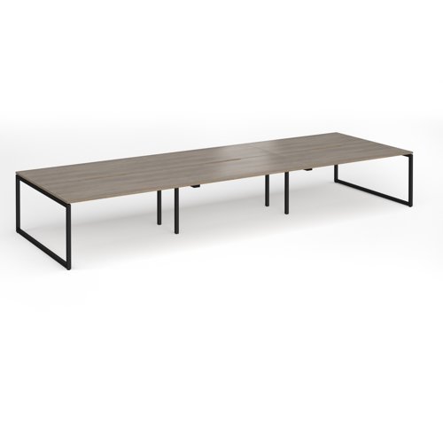 Connex+ Triple Back-to-Back Desk 4800x1600mm Black O-Frame/Grey Nebraska Oak Top HCO4816-K-NO