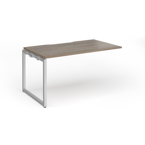 Connex+ Single Add-On Desk 1400x800x725mm Silver O-Frame/Grey Nebraska Oak Top HCO148-AB-S-NO