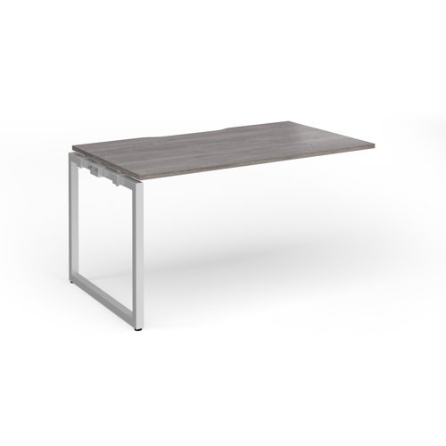 Connex+ Single Add-On Desk 1400x800x725mm Silver O-Frame/Grey Oak Top HCO148-AB-S-GO