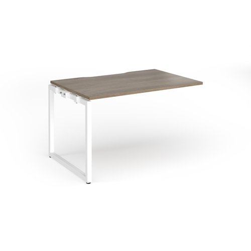 Connex+ Single Add-On Desk 1200x800x725mm White O-Frame/Grey Nebraska Oak Top HCO128-AB-WH-NO