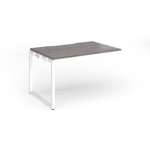 Connex+ Single Add-On Desk 1200x800x725mm White O-Frame/Grey Oak Top HCO128-AB-WH-GO
