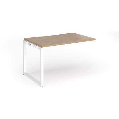 Connex+ Single Add-On Desk 1200x800x725mm White O-Frame/Kendal Oak Top HCO128-AB-WH-KO