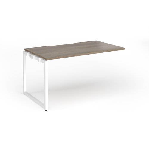Connex+ Single Add-On Desk 1400x800x725mm White O-Frame/Grey Nebraska Oak Top HCO148-AB-WH-NO