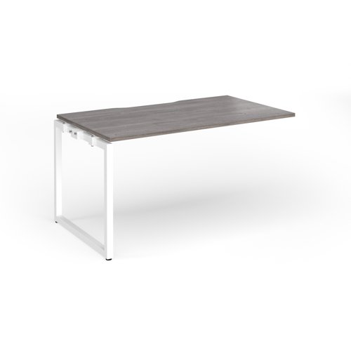 Connex+ Single Add-On Desk 1400x800x725mm White O-Frame/Grey Oak Top HCO148-AB-WH-GO