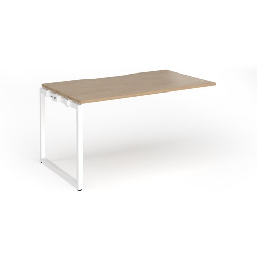Connex+ Single Add-On Desk 1400x800x725mm White O-Frame/Kendal Oak Top HCO148-AB-WH-KO