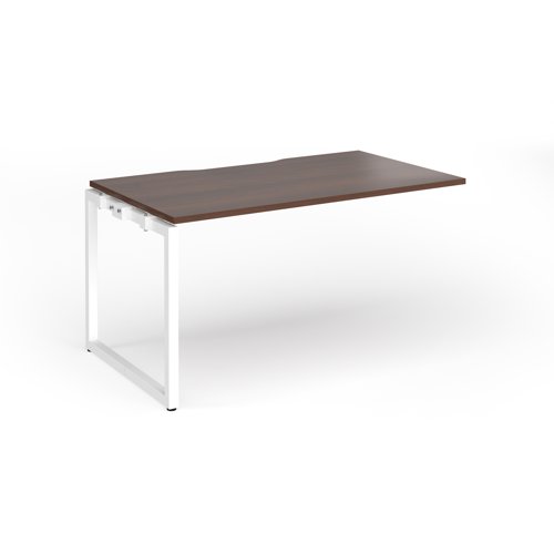 Connex+ Single Add-On Desk 1400x800x725mm White O-Frame/Walnut Top HCO148-AB-WH-W
