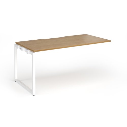 Connex+ Single Add-On Desk 1600x800x725mm White O-Frame/Oak Top HCO168-AB-WH-O